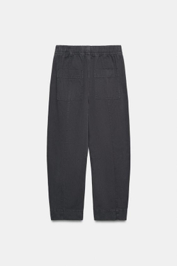 ZARA БРЮКИ С ЭЛАСТИЧНЫМ ПОЯСОМ, АНТРАЦИТОВО-СЕРЫЙ