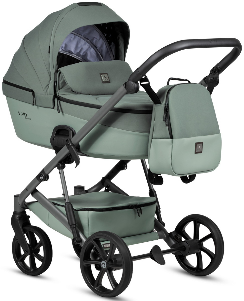 Детская коляска Tutis Viva 6 Plus Essential 4 в 1 с автокреслом Beno Beige и базой 1612039 Sage