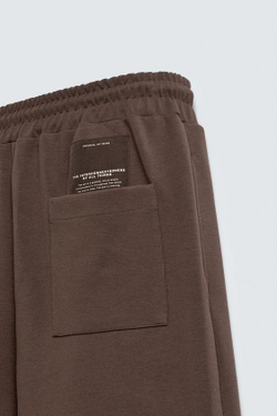 ZARA БРЮКИ ИНТЕРЛОК С ЛОГОТИПОМ, ШОКОЛАДНЫЙ