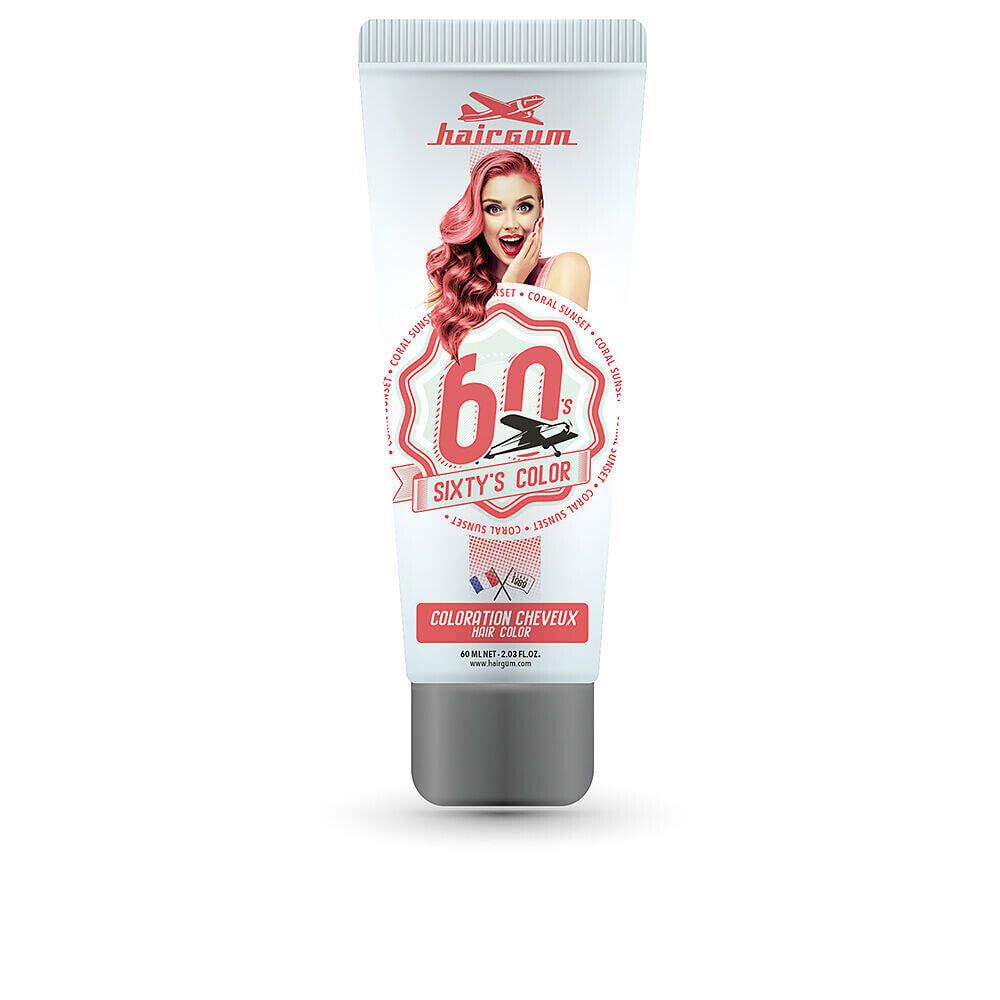 Hairgum Sixty&#39;s Color Coral Sunset Полуперманентная краска придающая блеск волосам, оттенок коралловый 60 мл