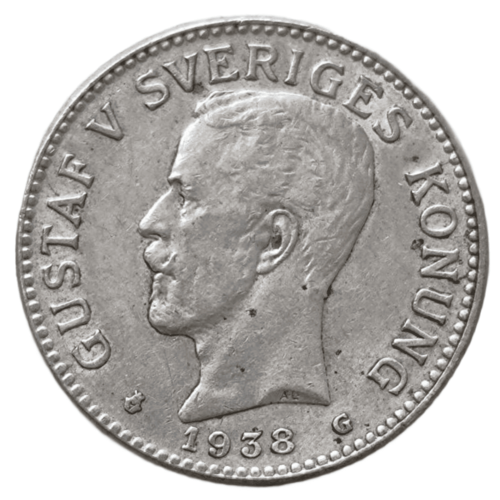 Монета 2 кроны (kronor) 1938 год Швеция