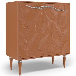 Комод Арт Колор leaves Классик Сильвер с 2 полками Томленый оранжевый