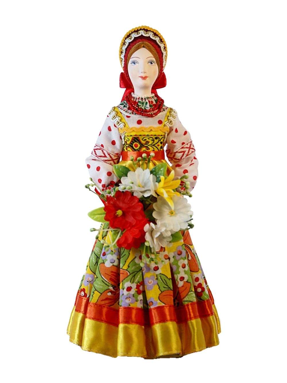Кукла коллекционная в русском костюме Девушка с венком