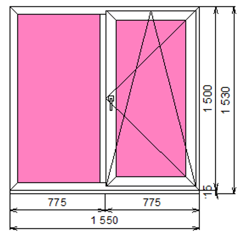Пластиковое окно 1500 х 1550 ТермА Эко