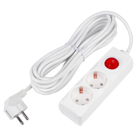 S-GCU2-5B WHITE Удлинитель серии Ultra. шнур 5м.. 2 гнезда. 16A. с-з. Белый. TM Uniel