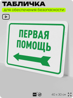 Табличка для обеспечения безопасности "Первая помощь", для офиса, по охране труда для предприятия, организаций, 40х30 см, Silver Plane x Айдентика Технолоджи