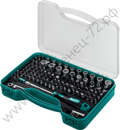 KRAFTOOL X-Drive-122 набор: отвертка-битодержатель с насадками 122 шт