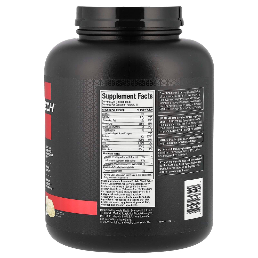 MuscleTech, Nitro-Tech ™ Whey Protein, ванильный крем, 1,81 кг (4 фунта)