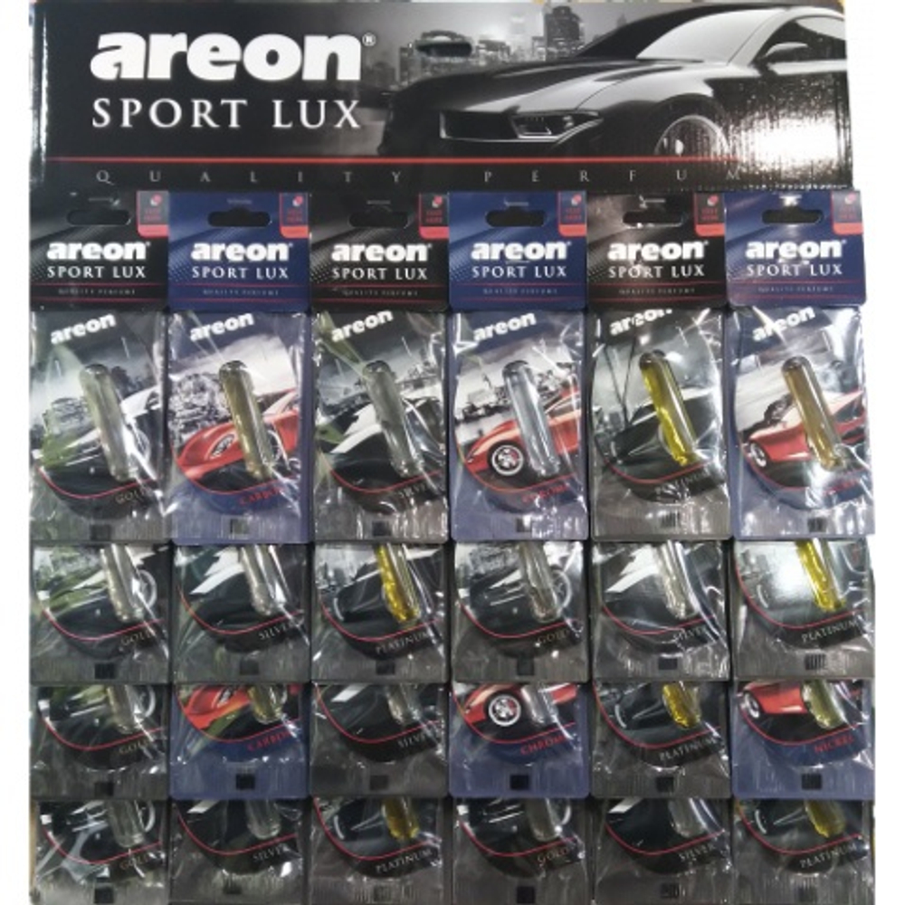 Ароматизатор гелевый AREON -КОЛБА  СПОРТ ЛЮКС   ассорти   лист 24шт