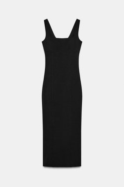 ZARA ПРИТАЛЕННОЕ ПЛАТЬЕ МИДИ, ЧЕРНЫЙ