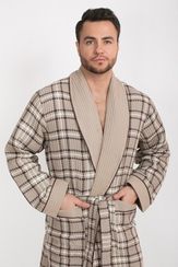 Вафельный мужской халат Gentelmen Style бежевый