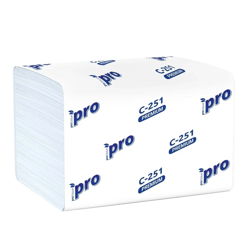 Диспенсерные бумажные салфетки V сложения, PROtissue "PREMIUM" Артикул С251, 2-сл, 210*210