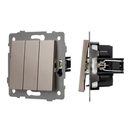 Механизм выключателя трехклавишный непроходной SWT-MK03-PL-GD-V (250V, 10A) (Arlight, -) 049899