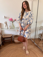 Платье Мари-мини для беременных и кормящих, Кремовый с синими цветами