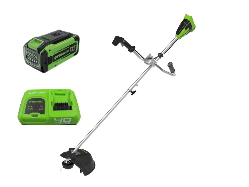 Аккумуляторный триммер Greenworks GD40BCBK5B,2105707U8B 40v, 40 см, АКБ 8 А·ч и быстрое ЗУ