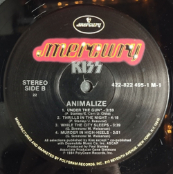 Винтажная виниловая пластинка LP Kiss Animalize (USA 1984)