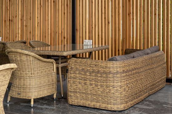 "Кальяри" диван из искусственного ротанга (гиацинт) трехместный, цвет соломенный