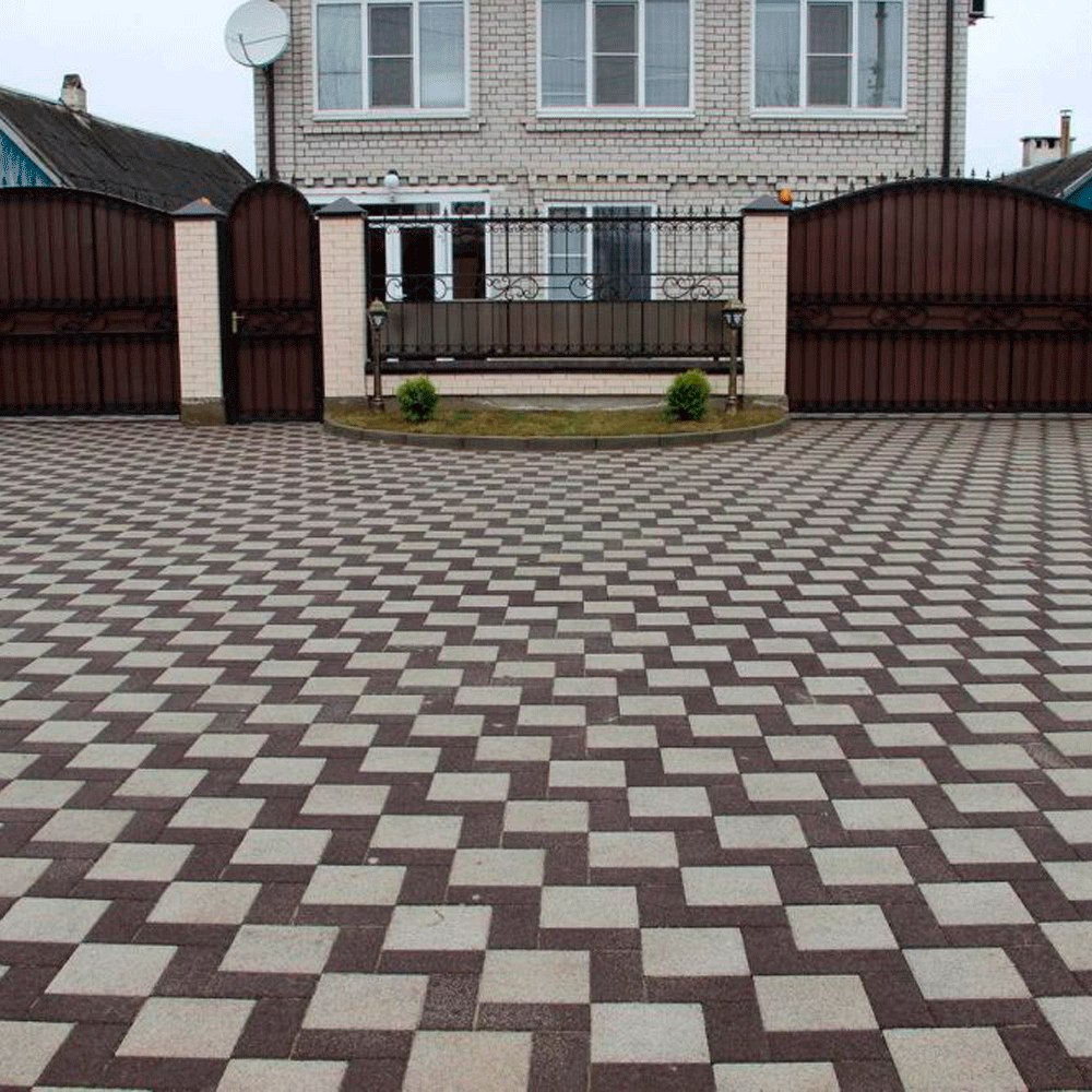 Тротуарная плитка ПРЯМОУГОЛЬНИК 200x100 мм - Гранит Коричневый