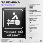 Табличка Массажный кабинет флажковая на стену, двусторонняя с крепежом, 19 х 25 см, для офиса, кафе, фитнес-клуба, серия COSMO, Айдентика Технолоджи
