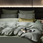 КПБ на резинке Сатин-Жаккард Тессоро MTR003, Евро, 4 наволочки, простынь 160*200*30