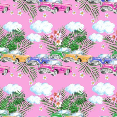 Ретро машины, лето, пальмы