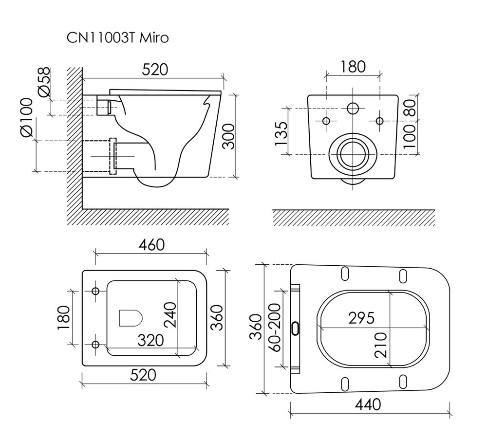 Унитаз подвесной Ceramicanova Miro торнадо 3.0 сиденье микролифт белый CN11003T