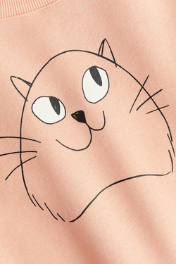 H&M Толстовка с круглым вырезом и принтом, персиковый