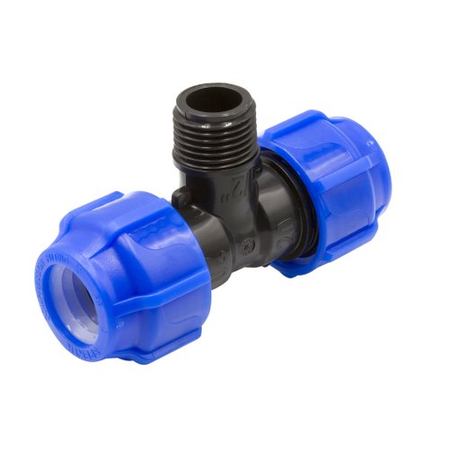 Тройник ПЭ с наруж. труб. резьбой 20х1/2''х20 (обж.) SPEKTR