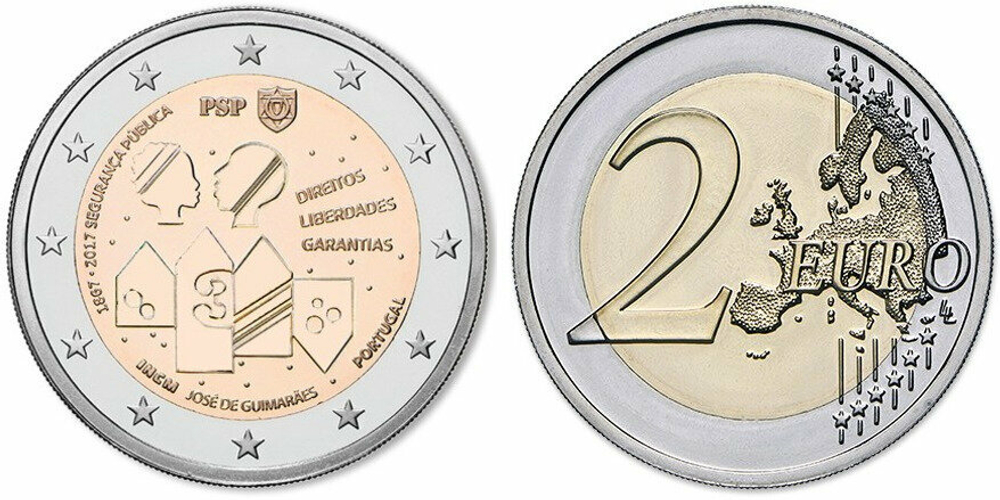 Португалия 2 евро, 2017 150 лет Полиции общественной безопасности UNC