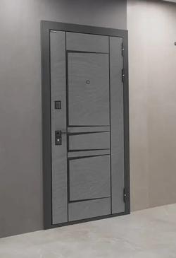 Входная металлическая дверь с зеркалом Бункер HIT B-04/ зеркало с тонировкой фацет  ФЛЗ-618 кварц черный