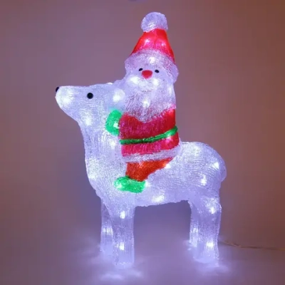 Фигура светодиодная «Снеговичок на оленёнке» 32х17х45 см, 50 ламп LED