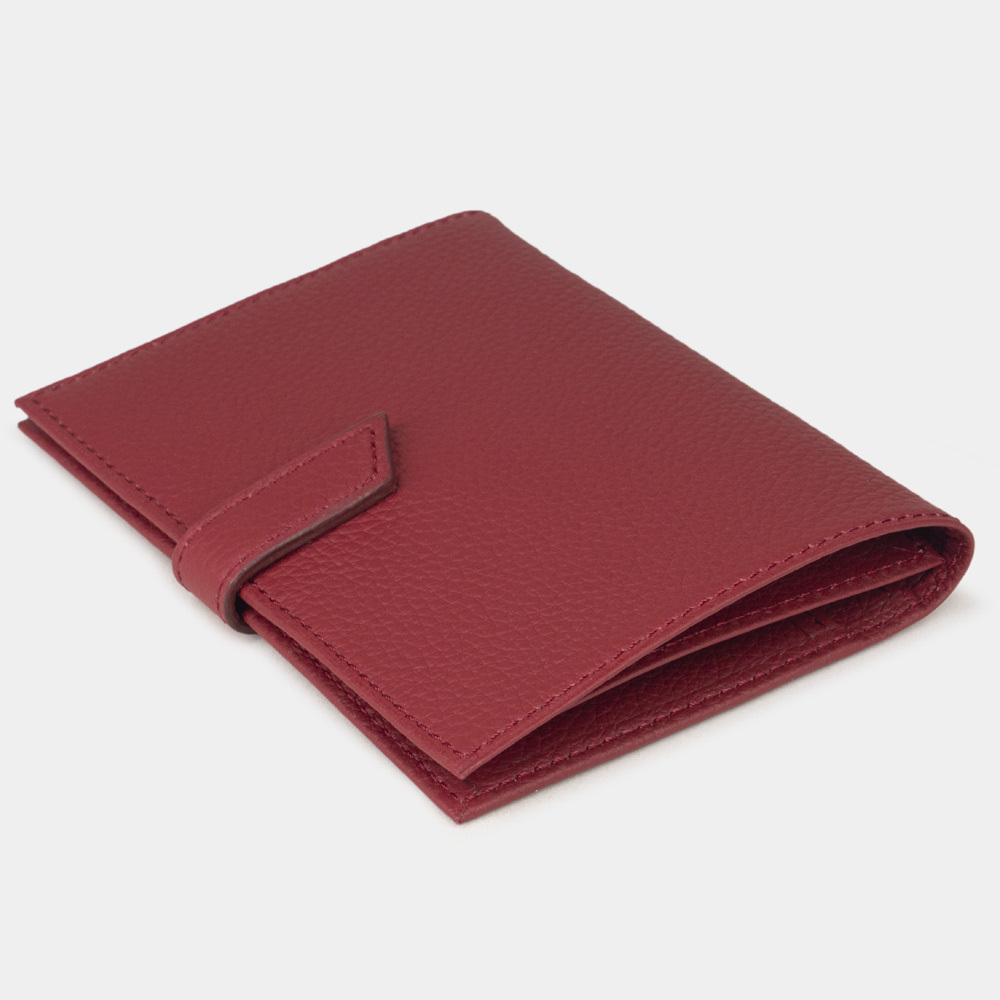 Обложка для паспорта и автодокументов из натуральной кожи теленка, вишневого цвета