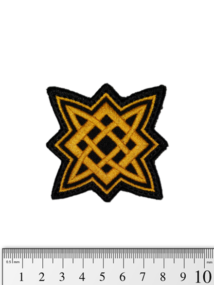 Шеврон Звезда Руси вышивка. Жёлтый на чёрном