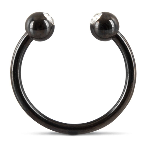 Черное металлическое кольцо под головку со стразами Glans Ring