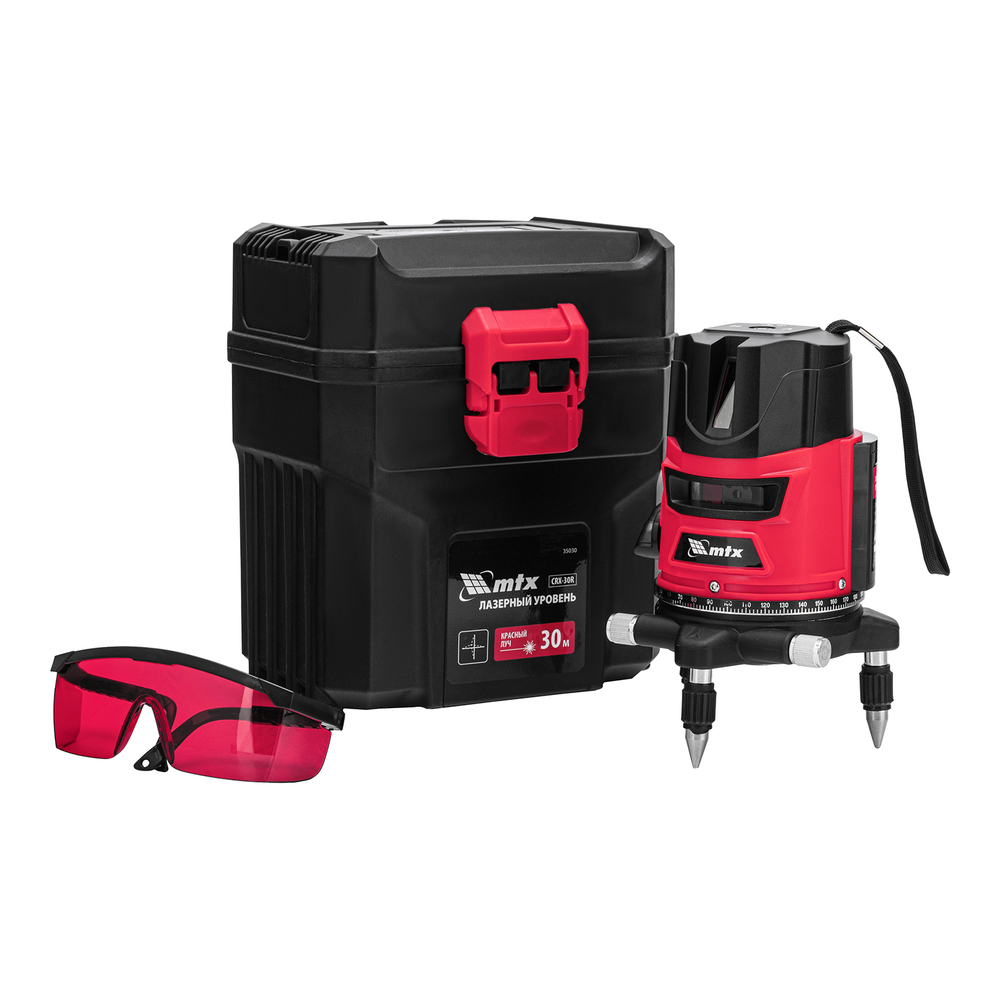 MTX Уровень лазерный CRX-30R 30м красный луч батарейки резьба 5/8"