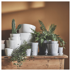 IKEA CITRUSFRUKT  (ИКЕА СИТРУСФРУКТ)  -  Цветочный горшок с подставкой, серый, 12 см