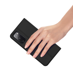 Чехол книжка из PU кожи черного цвета от Dux Ducis для Samsung Galaxy S20 FE, серия Skin Pro Series Case