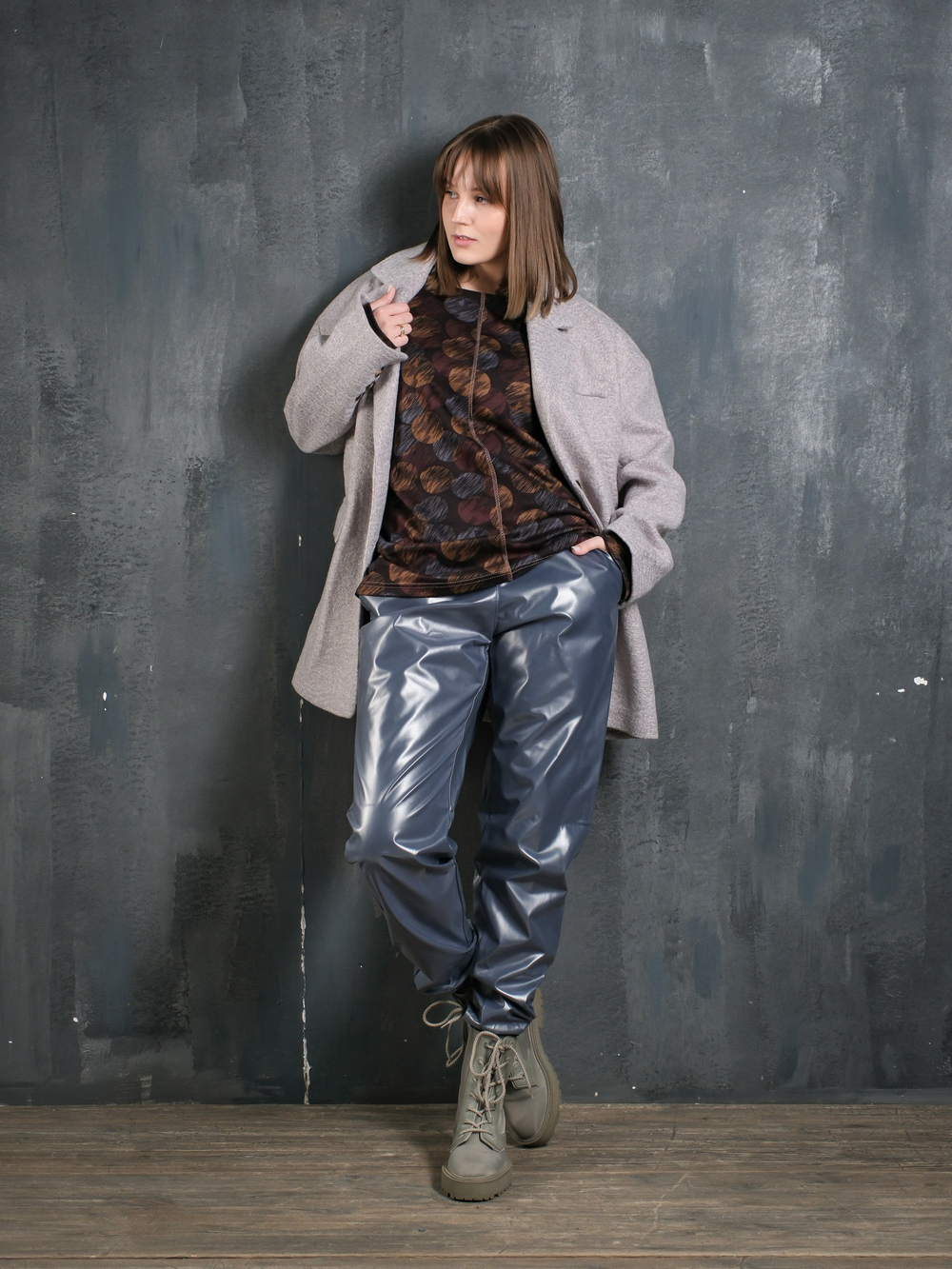 Жакет - полупальто/дымчато -лиловый