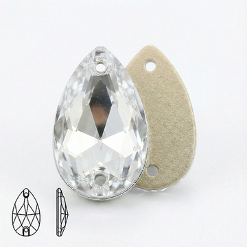 Стразы пришивные из стекла, цвет Crystal, форма Teardrop / Pear