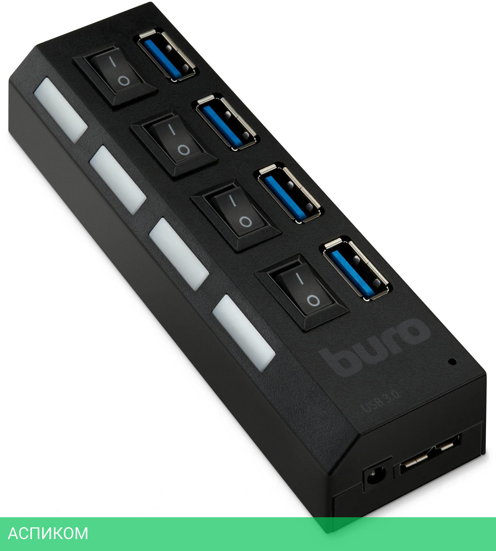 USB-хаб Buro BU-HUB4-U3.0-L черный