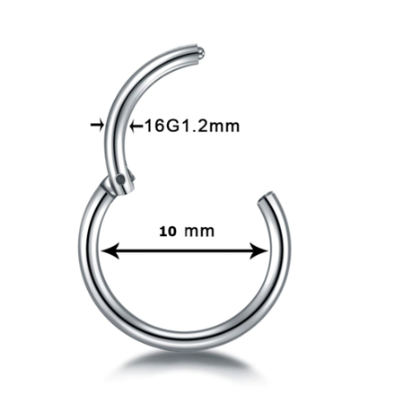 Кольцо-кликер с замком 10 мм толщиной 1,2 мм для пирсинга. Медицинская сталь