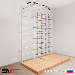 Шведская стенка Sv Sport 53140 (Турник рукоход/Лестница/Мат 2м/Канатный лаз)