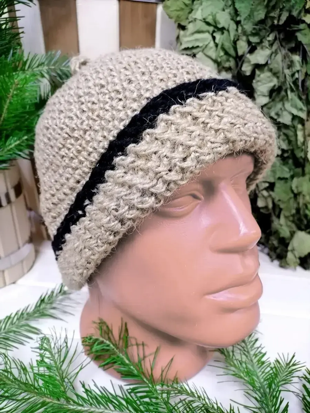 Шапка для бани джутовая