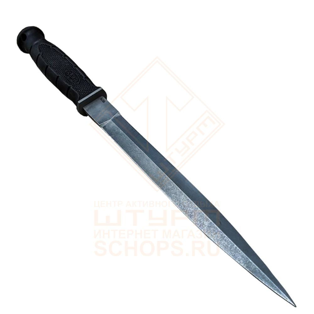 Нож Саро Страйт AUS-6 резина, Black/Stonewash