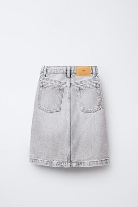 ZARA ДЖИНСОВАЯ ЮБКА МИДИ, СЕРЫЙ