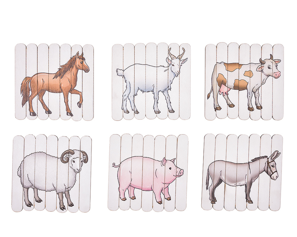 Пазлы из палочек "Ферма"