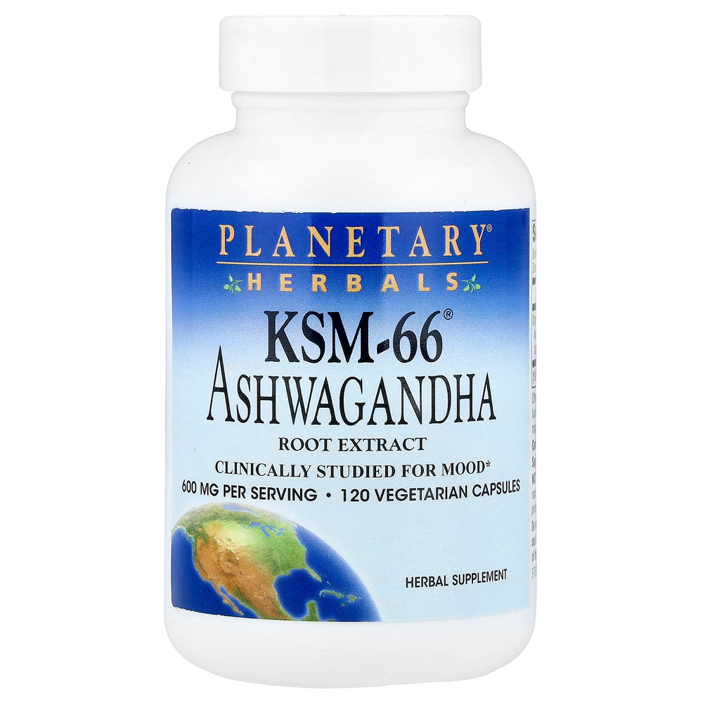 Planetary Herbals, KSM-66® экстракт корня ашваганды, 120 вегетарианских капсул (300 мг на капсулу)