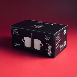 Lenardi 235-079 Набор из 2 кружек 300мл с блюдцами на подставке TROPICAL в под.уп.(х18)Фарфор