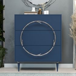 Комод Арт Колор matte Классик Сильвер с 3 ящиками Королевский синий матовый