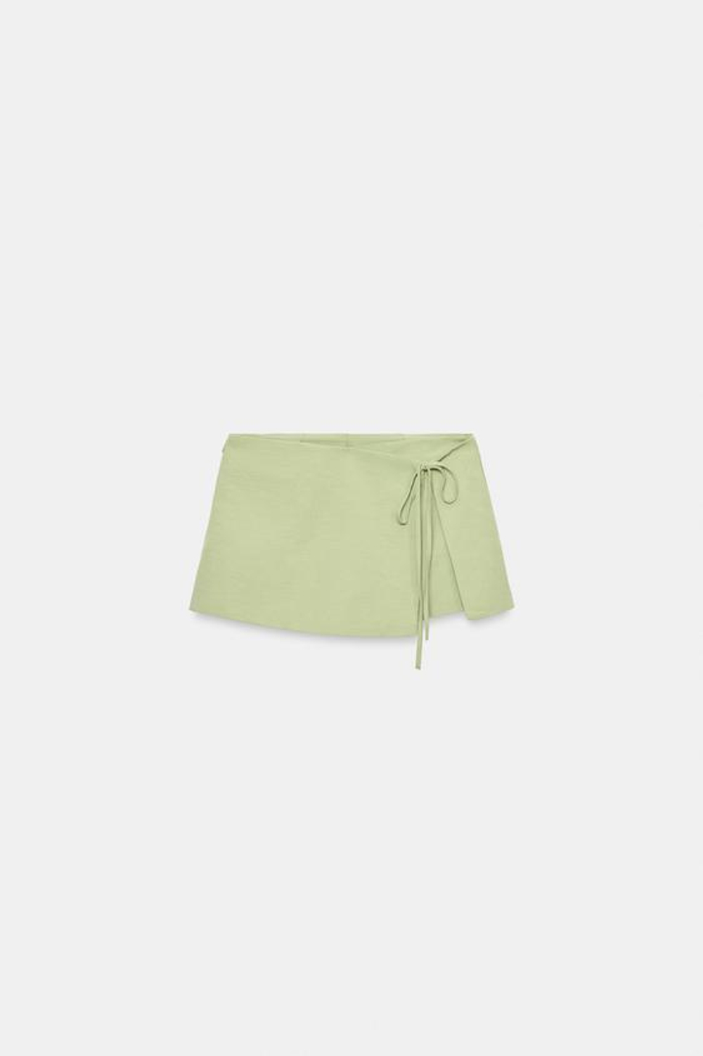 ZARA ЮБКА-ШОРТЫ С ЗАВЯЗКАМИ, МЯГКИЙ ЗЕЛЕНЫЙ